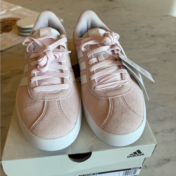 Adidas Women's Pink Sneakers VL Court 3.0 (Almost Pink + Cloud White) - Picture 4 of 5